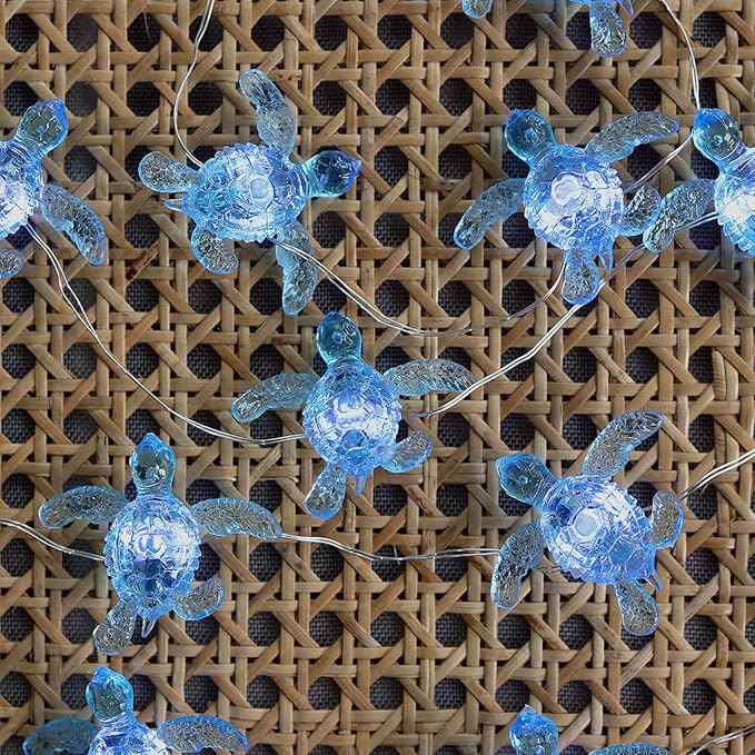 Blue Sea Turtle String Lights -Nautical Wall Décor -Fairy Lights-10ft 30 LEDs -Remote Controll-USB Plug-in -Battery Pack - Summer Ocean Themed -Wedding- Baby Shower- Birthday Party -House Decoration