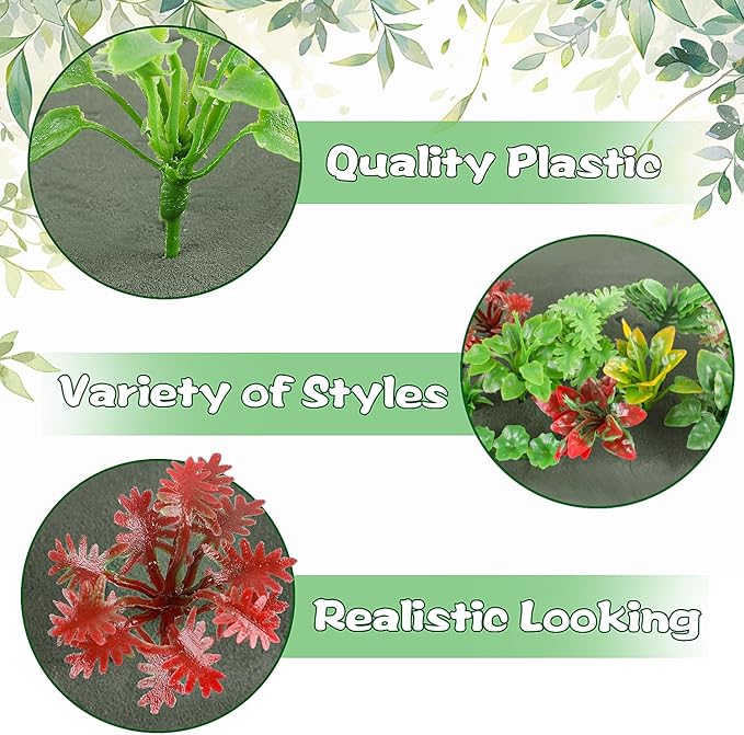 FOIMAS 100pcs Miniature Plant Set - Mini Trees, Flowers, Shrubs for Fairy Garden, Diorama, Train Scenery, Sand Architecture Model Craft Supply