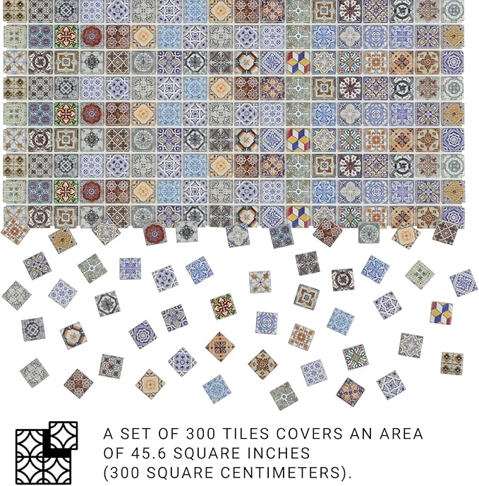 300pcs Miniature Floor Tiles for Dollhouse 1:24 Scale, Gypsum Mosaic Decor Kit, REDUCIO!