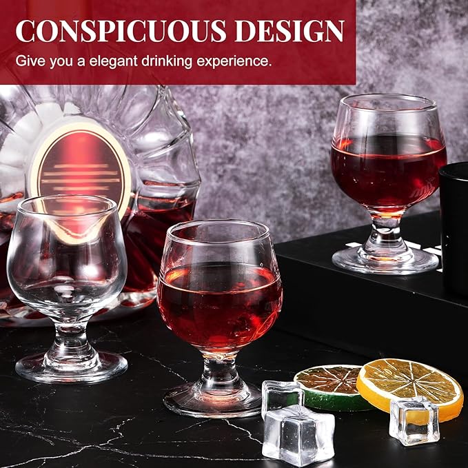 Meanplan Cute Shot Glasses Mini Snifters Cognac 1.7 oz Cups Brandy Snifter Mini Wine Snifters Glass Dinnerware Set for Whiskey Juice Vodka Sherry Champagne Brandy Wine Party Supplies(48 Pieces)
