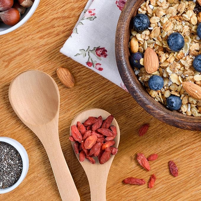 Boao 50 Pcs Small Wooden Spoons, 3.5'' L, Mini Wood Natural Tiny Spoons Wooden Little Teaspoons for Jars Sugar Creamer Honey Spices Salt Kitchen Supplies (Light Wood)