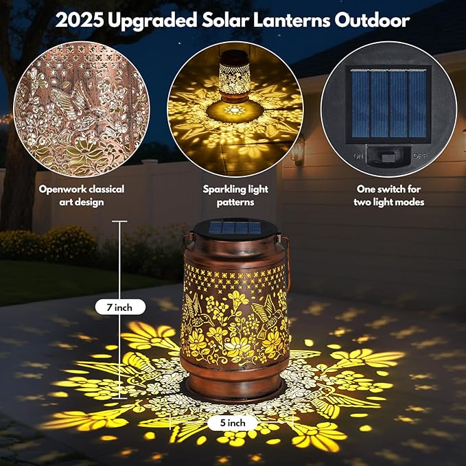 Christmas Gifts for Women, Solar Lantern Outdoor Waterproof Decorations Garden Decor, Christmas Birthday Gifts for Women, Mom, Grandma Decorative Garden, Yard, Patio, Lawn, Balcony Porch - Hummingbird