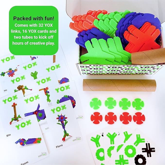 Box of YOX, Creative Educational Building & Construction STEM Toy Set for Kids, Learning Toys for Children Ages 4-10, Boys & Girls Fun Gift, Preschool & Classroom Toys, 50 Parts, Storage Box Included