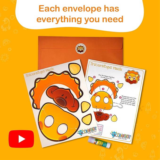 Craftikit® 20 Award-Winning Dinosaur Crafts for Kids - All-Inclusive Fun Dinosaur Crafts for Kids Ages 3-10 - Organized Toddler Craft Kit