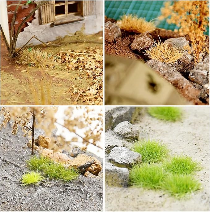 Cayway 312 PCS Static Grass Tuft 3 Color Model Railway Artificial Miniature Terrain Kit for DIY Model Railway Fairy Garden Diorama Scenery