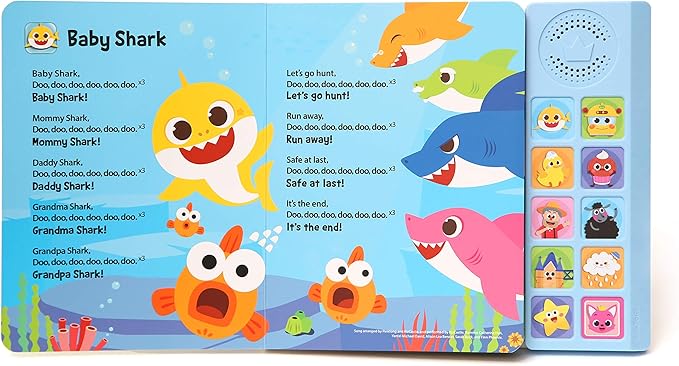 Baby Shark Nursery Rhymes 10 Button Sound Book| Learning & Education Toys | Interactive Baby Books for Toddlers 1-3 | Gifts for Boys & Girls