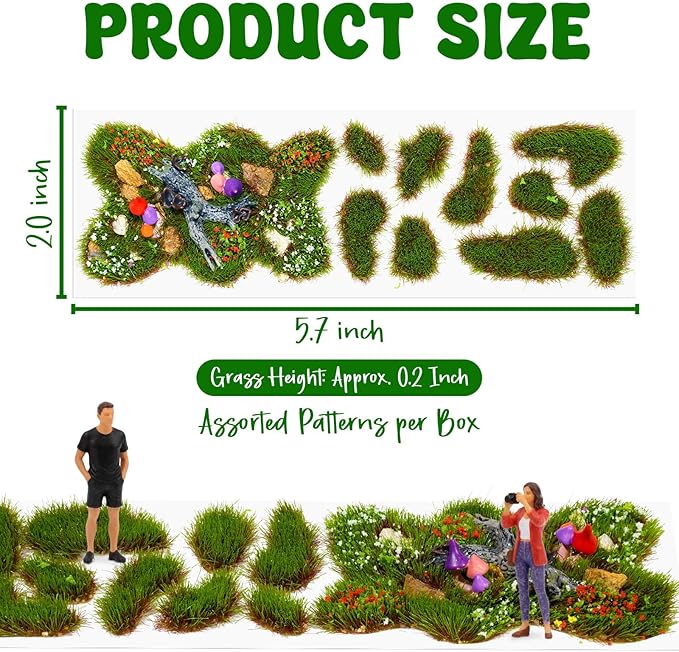 Warmtree 1 Box Static Grass Bushy Tufts Lowland Shrubs Scenery DIY Miniature 3D Tree Branches and Mushroom for Train Landscape Scenery Military Layout Model War Gaming Terrain (Summer Green)