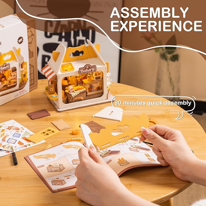 DIY Mini House Building Teddy Miniature Kit Breadbox, Miniverse Lifestyle Bookshelf Decoration, Cute Craft Kits for Women or Girls 14+, Kawaii Gifts Hobbies for Crafters (Teddy's Breadbox)