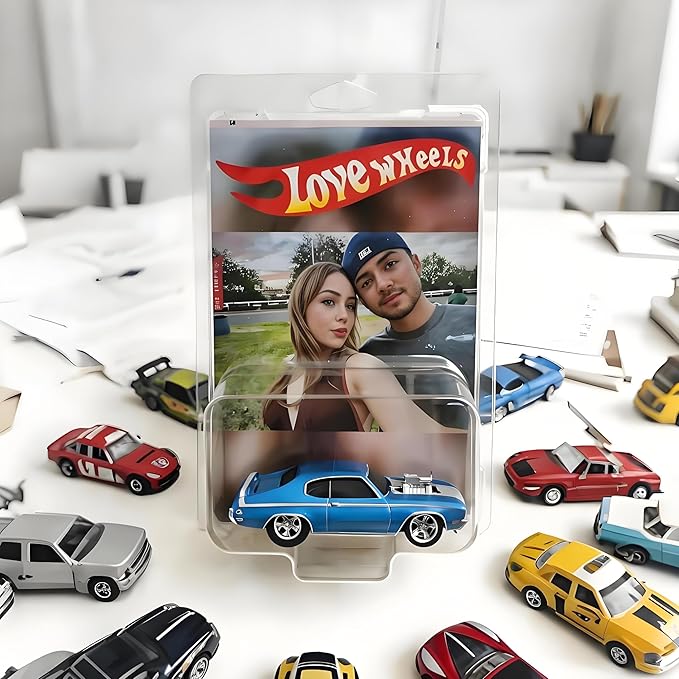 Personalized Car Toy Model Vehicle Custom Acrylic Car Standee – Custom Display with Photo & Text for Car Models, Valentine's Day Anniversary Birthday Gift for Her/Him Couples