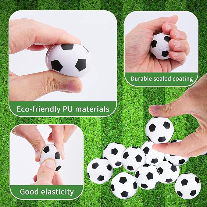 Fulanfudi 24 PCS Soccer Cupcake Toppers Foam Mini Soccer Stress Ball Soccer Ball Cupcake Picks Football Theme Cake Topper for Kids Stress Relief Relaxation Party Decoration School Carnival Reward