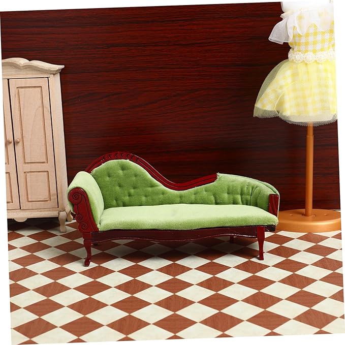 Doll House Mini Chaise Couch Ornaments Dollhouse Living Room Furniture Dollhouse Sofa Arm Chair Miniature Couch Mini Sofa Model Doll Furniture Miniature Vintage Sofa Sofas Birch