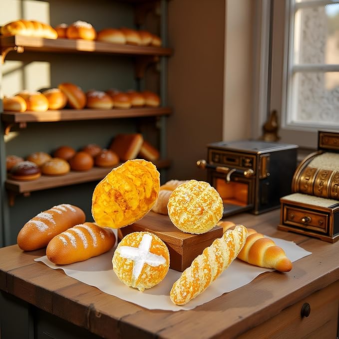 4Pcs 1/12 Miniature Bread Dollhouse Decoration Accessories Resin Mix Bakery Bread Mini House Food Decoration Accessories