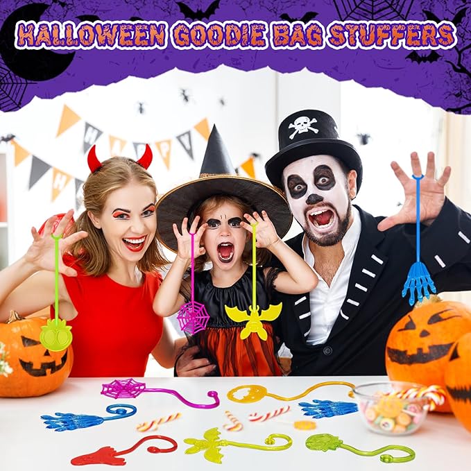 Halloween Sticky Hands Bulk 42PCS Halloween Party Favors for Kids Stretchy Sticky Hand Toy Halloween Goodie Bag Stuffers Fillers Trick or Treat Halloween Party Supplies Toys Classroom Prizes for Kids