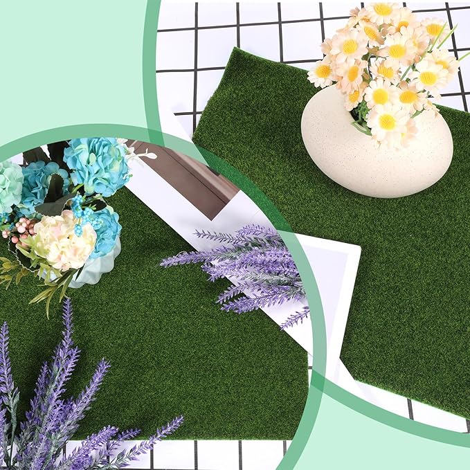 3 Pcs Fake Grass Mat, 10 X 12 Inch Miniature Fake Garden Grass, Grasses Mat for Craft Outdoor Decor Dollhouse DIY Ornament