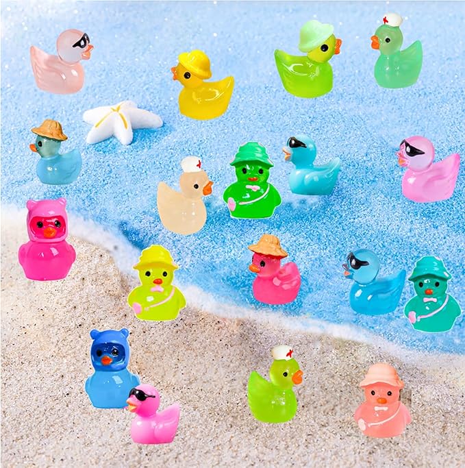 110 Pcs Multicolor Mini Resin Ducks, Tiny Ducks to Hide, Little Ducks Figurines Small Miniature Ducks Figures Bulk for Mini Fairy Garden, Dollhouse Decoration Micro Landscape Ornament