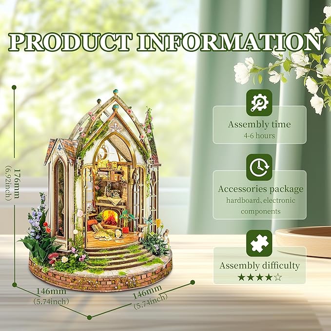 DIY Miniature House Kits Tiny Dollhouse for Adults,European Garden Model Kit Craft with LED Light Home Bookshelf Decor,Gifts for Family Friends -Dreamland Floral Studio(SQ-66)