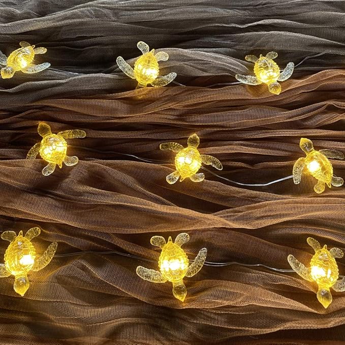 JASHIKA Sea Turtle Fairy Lights Ocean Theme String Lights Indoor-Cute Beach Light USB Plug in & Battery Operated 10ft 30 LEDs with Remote Control- Decorative Lights for Christmas Tree Bedroom Camping