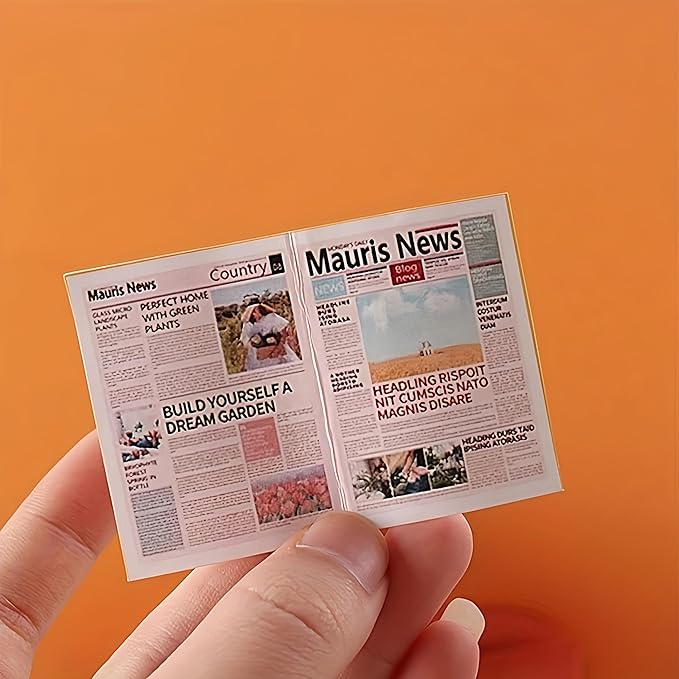2pcs 1:12 Scale Miniature Newspapers Set - 9 Color Mini Newspapers and Bundle of Vintage Mini Newspapers for Dollhouse DIY Accessories