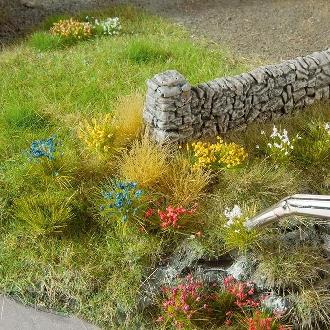 Warmtree 20 Pcs Static Grass Bushy Tufts Lowland Shrubs Scenery DIY Miniature for Train Landscape Railroad Scenery Sand Military Layout Model War Gaming Terrain (Autumn Green)