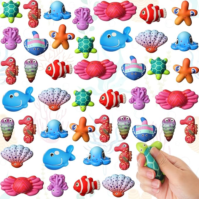 48 Pcs Ocean Squeeze Jumbo Toys for Kids Slow Rising Large Sea Animal Toys Under The Sea Party Favor Bulk for Kids Goodie Bag Filler Classroom Prize Ocean Themed Birthday Party Favor