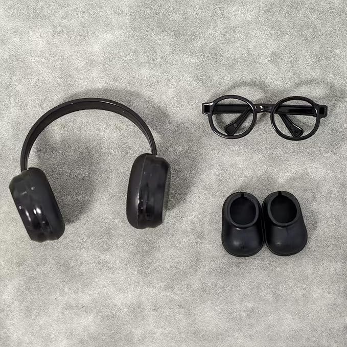 sunla Doll Shoes and Glasses and Headphones for 17cm Doll, Mini Doll Clothes Decorative Set Accessories-Style 1