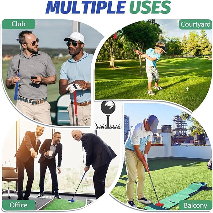 Golf Putter, 2 Pack Golf Putters for Men & Women Two-Way Mini Putter Right or Left Handed Golfers Adjustable Training Club Golf Set with 2 Balls & 2 Flag Cups for Kids,Teenagers, Adults, Blue & Red