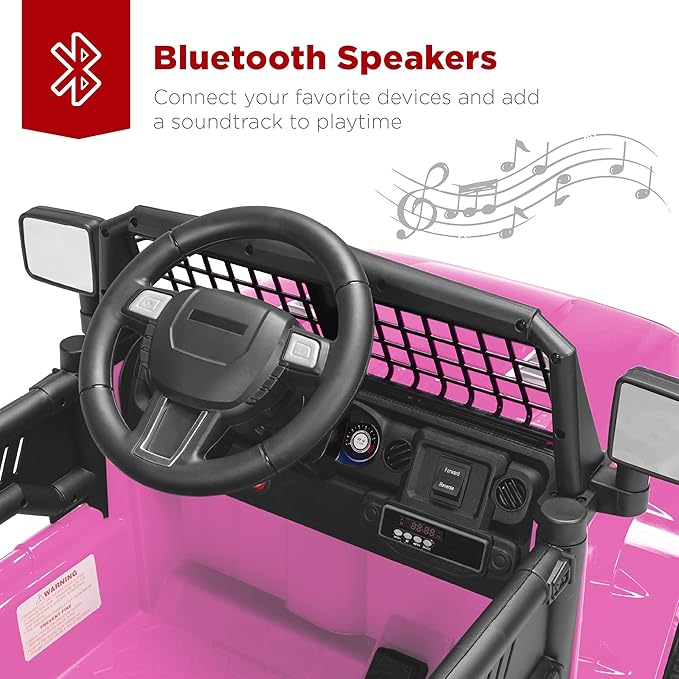 Best Choice Products 12V Kids Ride On Truck Car w/Parent Remote Control, Spring Suspension, LED Lights, AUX Port - Pink