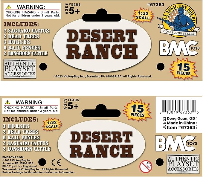 BMC CTS Desert Western Ranch - 15pc Plastic Figure Playset Diorama Accessories