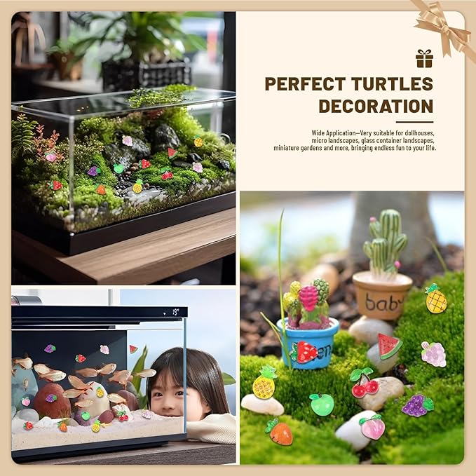 200pcs Mini Fruit Decor Resin Tiny Fruits for Crafts Dollhouse Miniatures Mini Resin Things for Fairy Garden Micro Landscaping Decoration Home Decor, 10 Types(Fruits)