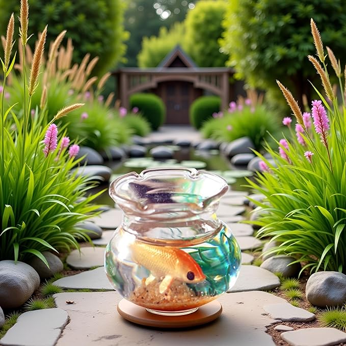 Dollhouse Miniature Goldfish Bowls, Chic Miniature Fish Tank with Smooth Surface, Realistic Resin Dollhouse Fish Tank Accessories for Garden Scene Decor, Dollhouse Accessories (1.06"x0.51"x1.02")
