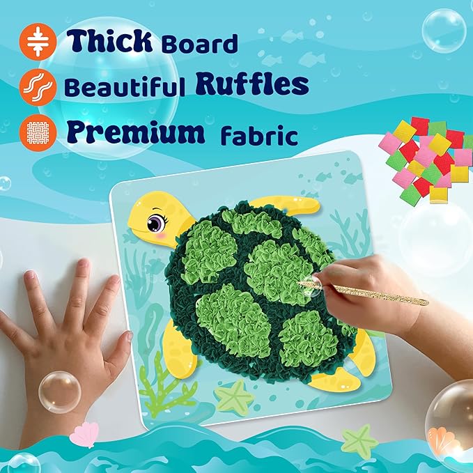 jackinthebox Poke Poke Art – Ocean Theme, Mess-Free Fabric Art and Craft, Flower Pressing Kits, Gift for Kids, Toys for Girls and Boys Ages 4 5 6 7 8