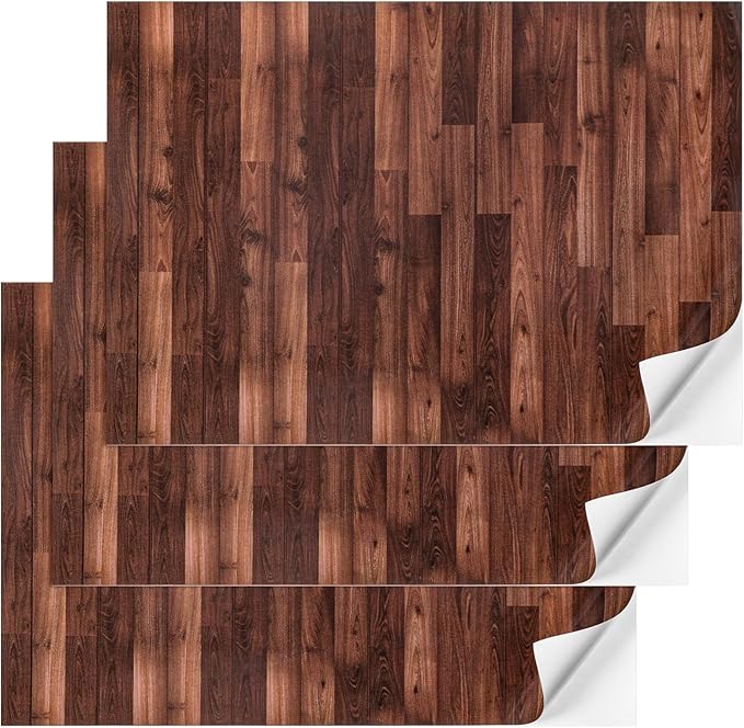 Flutesan 3 Pcs Miniature Dollhouse Wallpaper and Flooring Peel and Stick 1:12 Scale Self Adhesive Doll House Wallpaper DIY Mini Dollhouse Accessories 8.27 x 11.69 Inch (Wood Color)