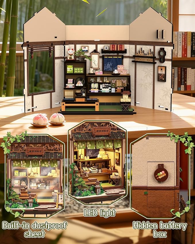 Book Nook Kit, DIY Miniature House Kits for Adult and Teens, Dollhouse Tiny Booknook Garden House Bookshelf, DIY Craft Gifts for Family and Friends