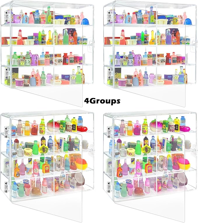 8 Slots Mini Brands Display Case,Plastic Mini Brands Storage Case Collector Toys, Shopkins Real Littles, Mini Mart Storage Organizer(4 Pack-32 Slots)