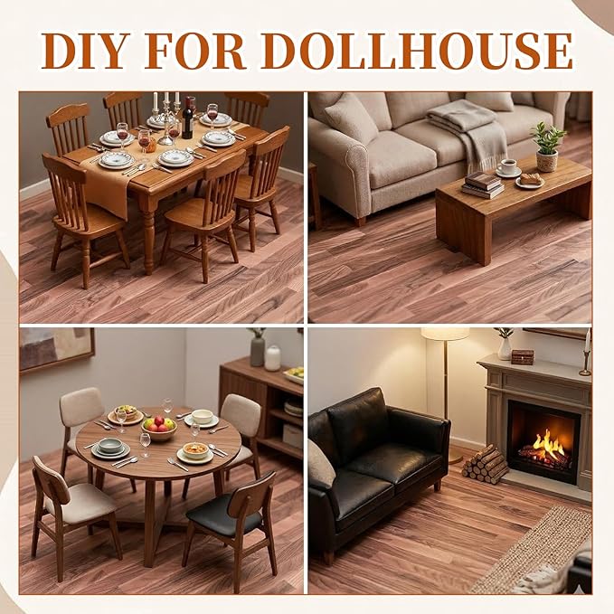 3PCS Mini Museum Flooring: Self-Adhesive Miniature Dollhouse Flooring Wall Stickers, 11.6x8.26in, Wood Color, Perfect for DIY Dollhouse Accessories
