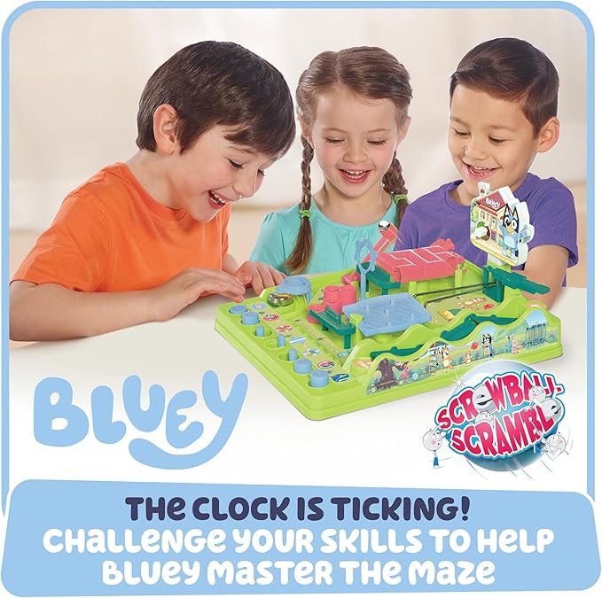 TOMY Bluey Screwball Scramble Marble Maze - Beat-The-Clock Obstacle Course & Marble Run - Skill & Dexterity Challenge - 1–4 Players - Ages 5+