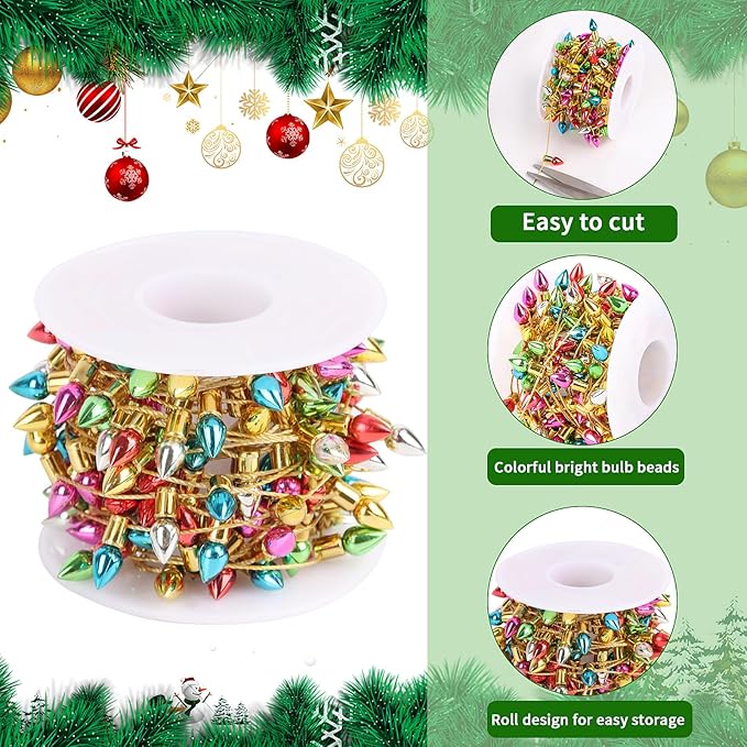 FOIMAS Mini Dollhouse Christmas Lights,Fake String Lights for Christmas Dollhouse Craft Fairy Garden Accessories