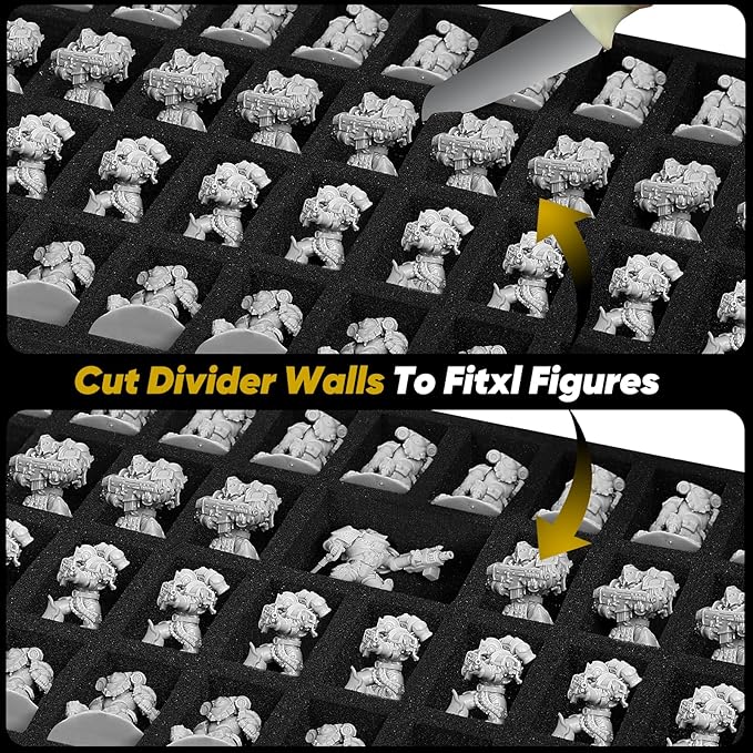 Miniature Storage Carrying Figure Case - 120 Slot Figurine Minature Carrying Case with 3 Foam Layer for Miniatures Compatible with 40k, DND & More (Yellow)