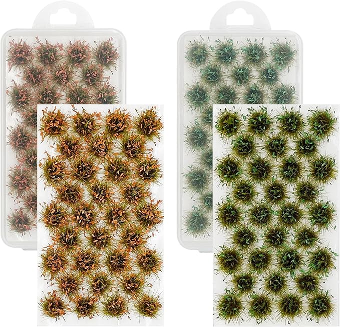 Cayway Miniature Grass Cluster, Static Grass Tuft Model Vegetation Groups for DIY Model Train Landscape Railroad Scenery Grass Tufts Flower (Yellow and Green)