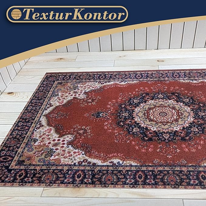 Self-Adhesive Carpet with Real Textile Structure for Dollhouses Scale 1:12 (Oriental Carpet Red 3)