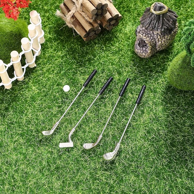 Alasum Scale Miniature Golf Club with Ball Model Dollhouse Accessory for Miniature Furniture Decoration Realistic Craftsmanship for Collectors
