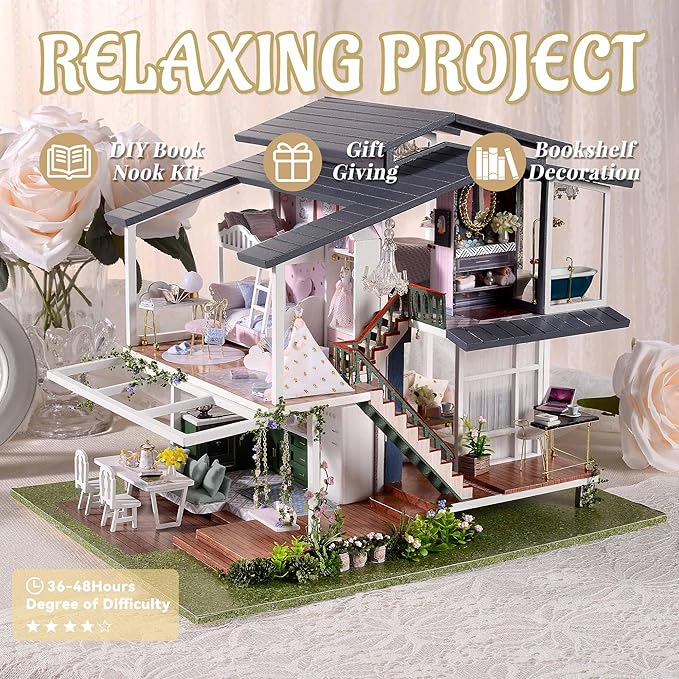 Flever Dollhouse Miniature DIY House Kit Creative Room with Furniture for Romantic Artwork Gift (Monet Garden)