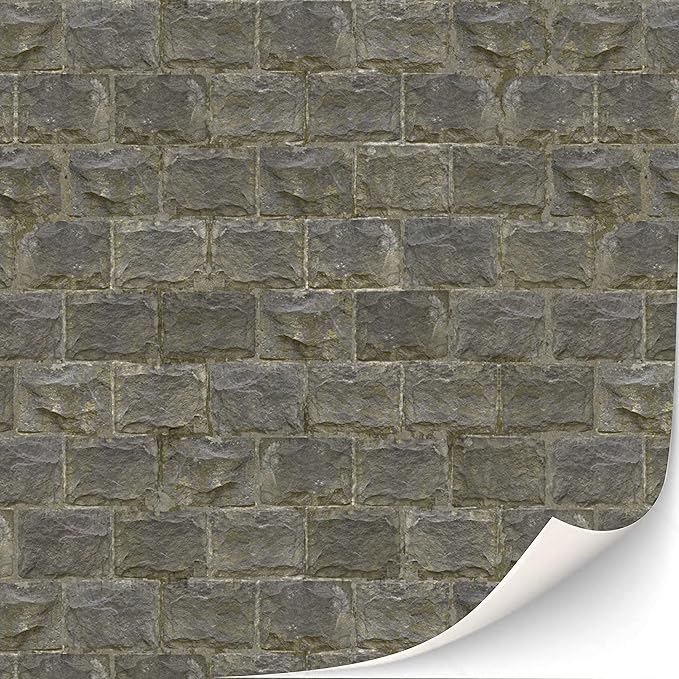 3 Sheets Self-Adhesive Wall Cladding for Dollhouse 1:12 Scale (Carved Rock Wall)