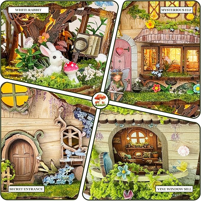Book Nook Kit, Miniature House Kit, Miniature Kit, DIY Crafts for Adults, Tree House
