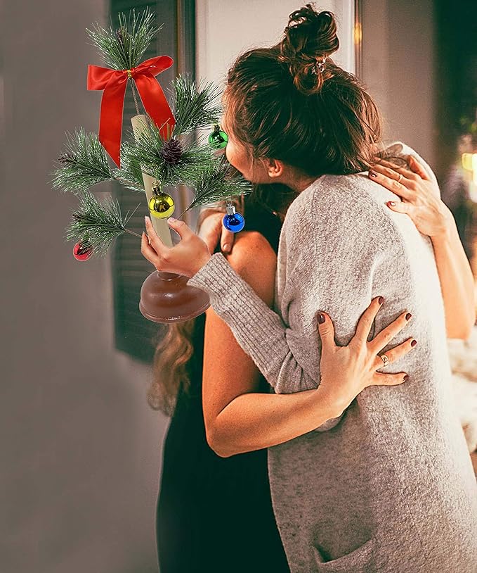 FunisFun Christmas Tree Plunger Funny Gag Gift Hilarious Toilet Humor White Elephant Gift Exchange