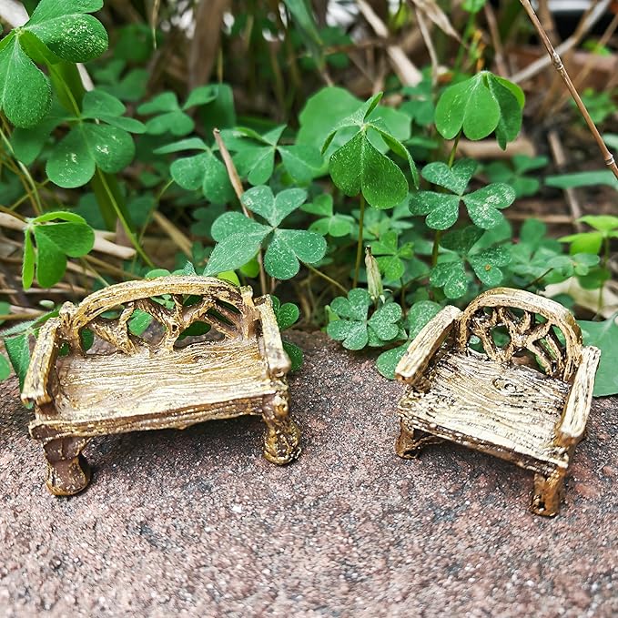 Miniature Garden Furniture Set - 14-Piece Resin Miniature Table and Chairs Set for Outdoor Decor, Adult DIY Craft Gift & Micro Landscape Decor Accessories (Village)
