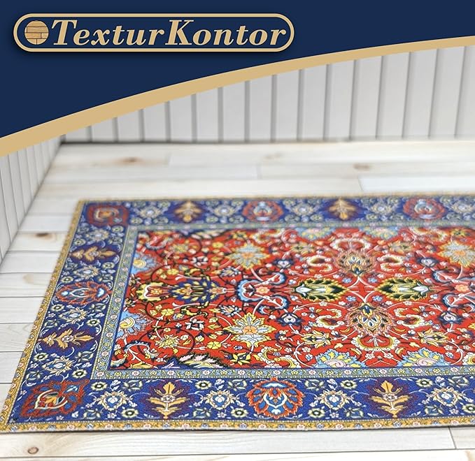 Self-Adhesive Carpet with Real Textile Structure for Dollhouses Scale 1:12 (Oriental Carpet Blue 1)