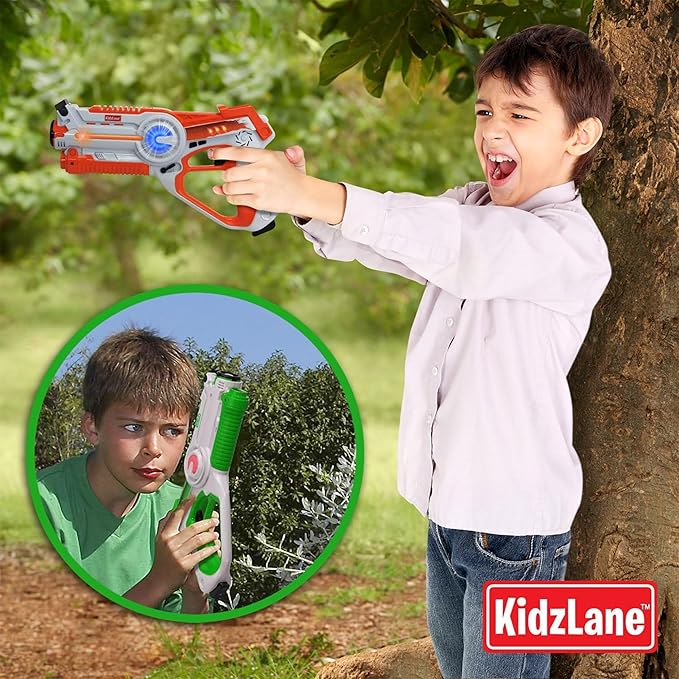 Kidzlane Infrared Laser Tag Game - Set of 2 Green/Orange - Laser tag for Kids Age 6-12