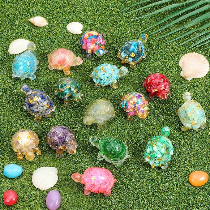 16 PCS Mini Crystal Turtle Figurine Handmade Sea Turtle Animal Figurine Healing Resin Decor Art Animal Statues for Home Office Birthday Party Gift Party Favors