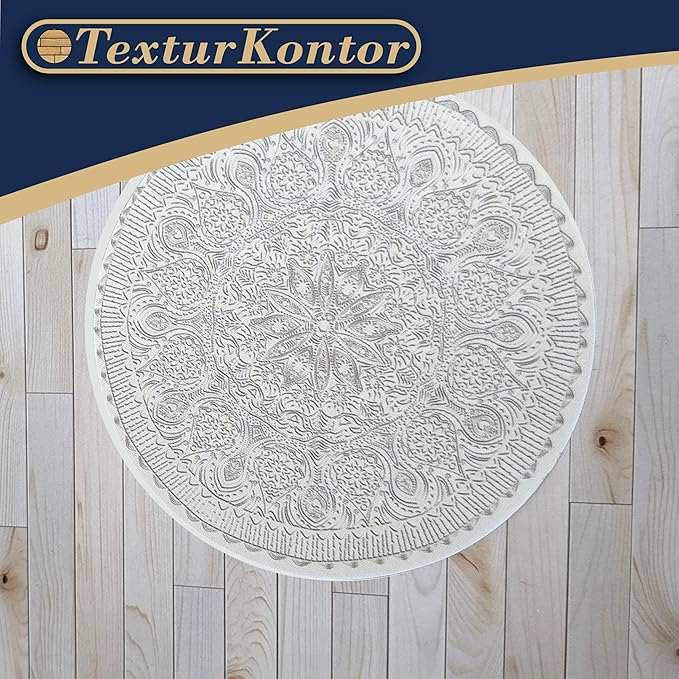 Self-Adhesive Carpet with Real Textile Structure for Dollhouses Scale 1:12 (Round Carpet Beige 1)